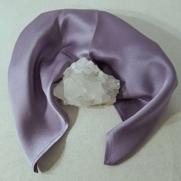 Peace Silk satin pocket square  •30 cm LILAC ALOE • 100% organic silk