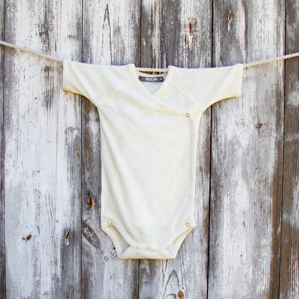 Short-sleeved onesie (wrap) • 100% Organic Peace Silk by Alkena